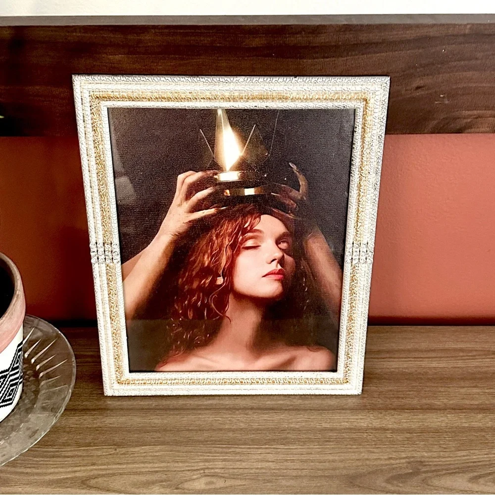 Crowned Queen Renaissance Woman Framed Wall Art Canvas Print Sparkle Baroque